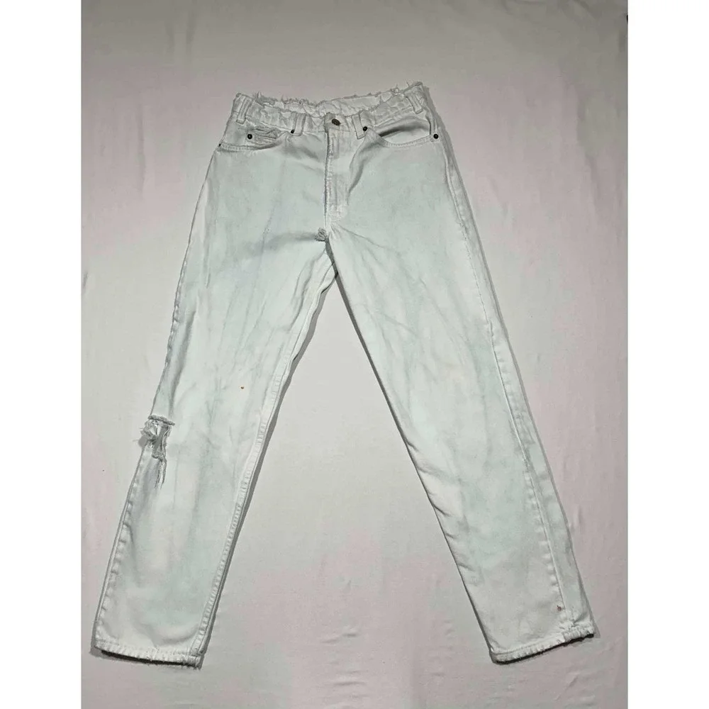 Levis 540 Vintage Orange Tab Relaxed Fit White Jeans Distressed 29x31